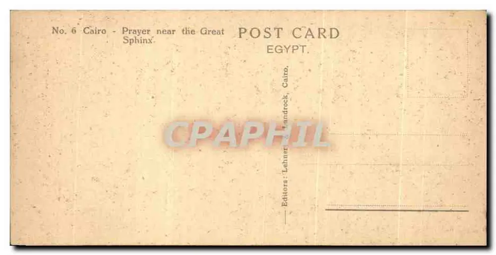 Caire - Prière près du Grand Sphinx — éditeur Leiner & Handrock, n°6 - Rückseite