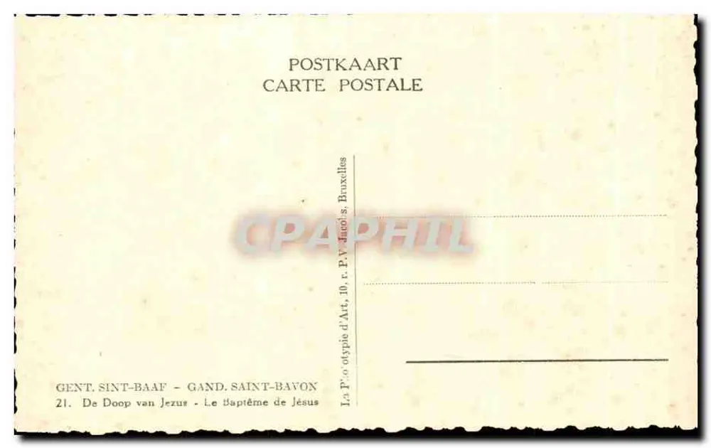 Die Taufe Jesu — F. Pourbuš — La Phototypie d'Art, Brüssel - Rückseite