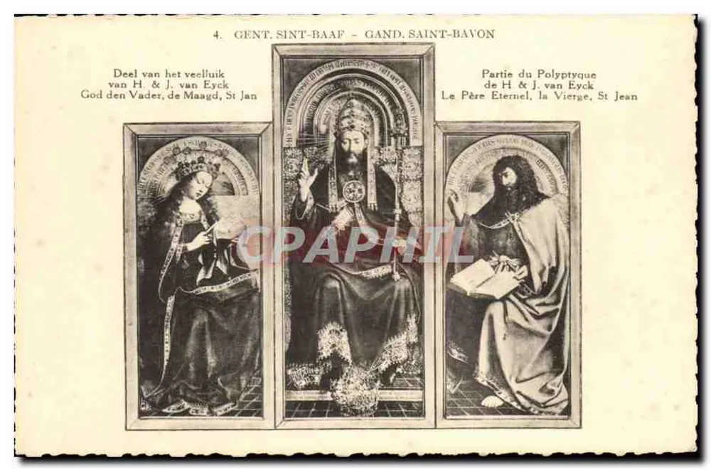 Gent, Sint-Baaf - Gand, Saint-Bavon — Teil des Polyptychs von H. & J. van Eyck - Vorderseite