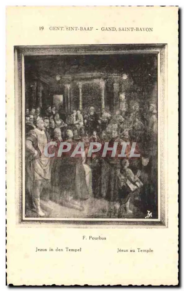 Jesus am Tempel — Gemälde von F. Pourbus — Verlag P.Y. Jacob in Brüssel - Vorderseite