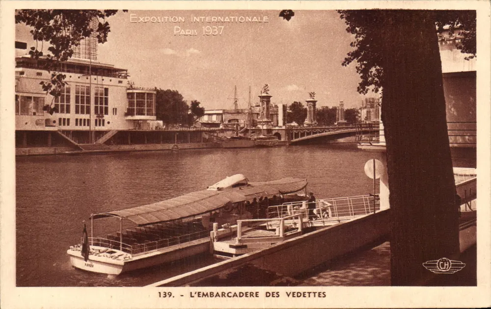 Internationale Ausstellung Paris 1937 — Der Vedette-Anlegeplatz — H. CHIPOULT, Händler, Boulogne-sur-Seine - Vorderseite