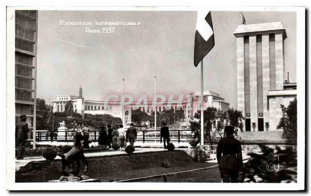 Internationale Ausstellung Paris 1937 — Allgemeiner Blick auf das Schweizer Pavillon — Ausgabe CHI-PAVIT - Vorderseite