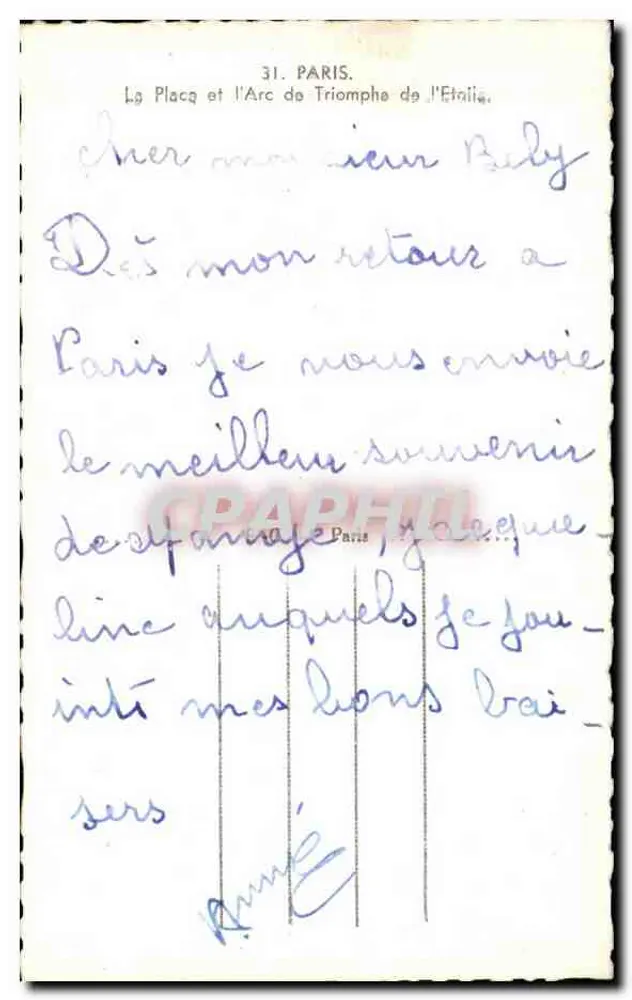 Paris — Arco do Triunfo — editor anônimo, n° 31 - Verso