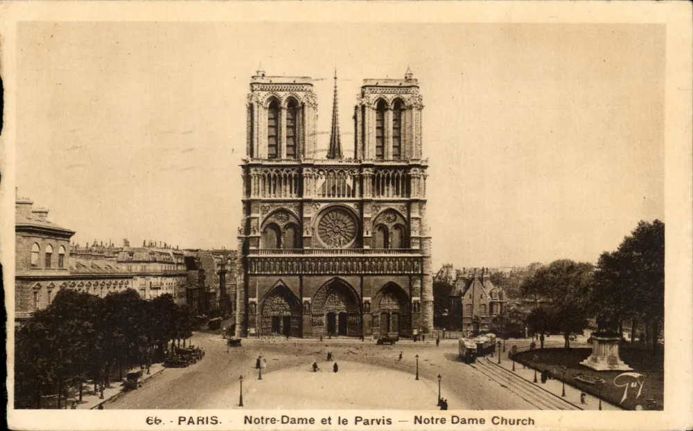 Notre-Dame und der Parvis — Paris — Verleger F. Guy, Nr. 66 - Vorderseite