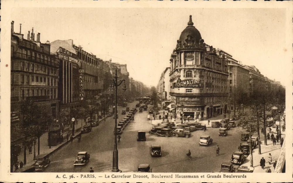 Paris — Le Carrefour Drouot, Boulevard Haussmann et Grands Boulevards — A. C. 36 - Vorderseite