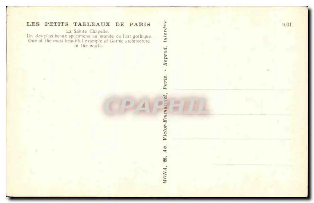 A Santa Capela — Um dos mais belos exemplos do mundo da arte gótica — Mona, n°1631 - Verso