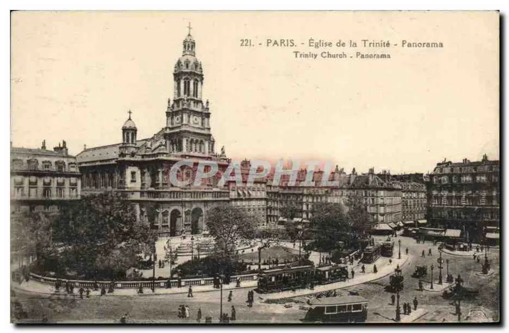 Paris - Igreja da Trindade - Panorama - Editor: Fototipia Vallet, n° 221 - Frente