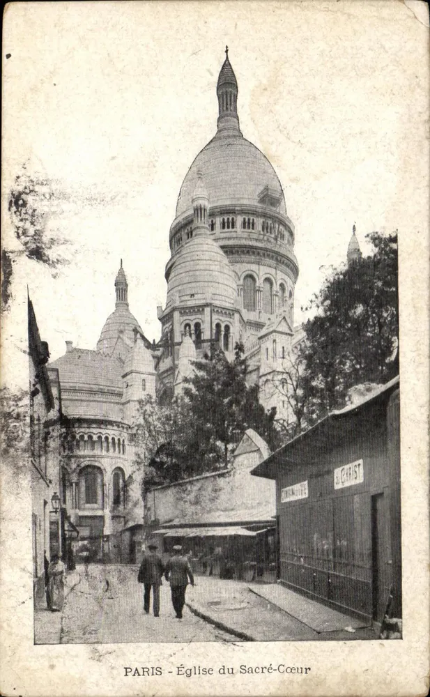 PARIS - Kirche des Heiligen Herzens — Ansicht von der Rue Montmartre, unbekannter Verlag - Vorderseite