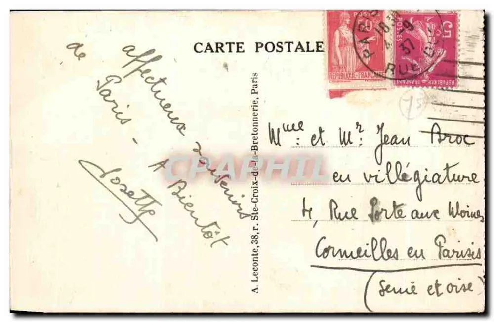 Paris — Place de l'Opéra — editor A. Leconte, n°2 - Verso