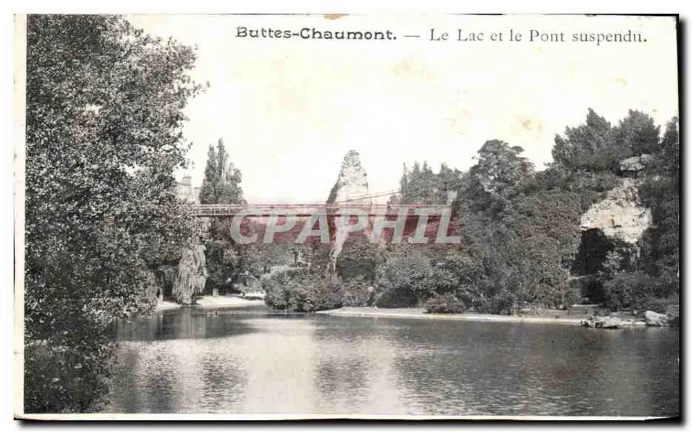 Buttes-Chaumont — Der See und die Hängebrücke. Verlag: A. Lévy, n° 12345. - Vorderseite