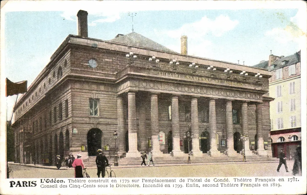 Paris - L'Odéon — Nationaltheater des Odéon, mit historischer Inschrift - Vorderseite