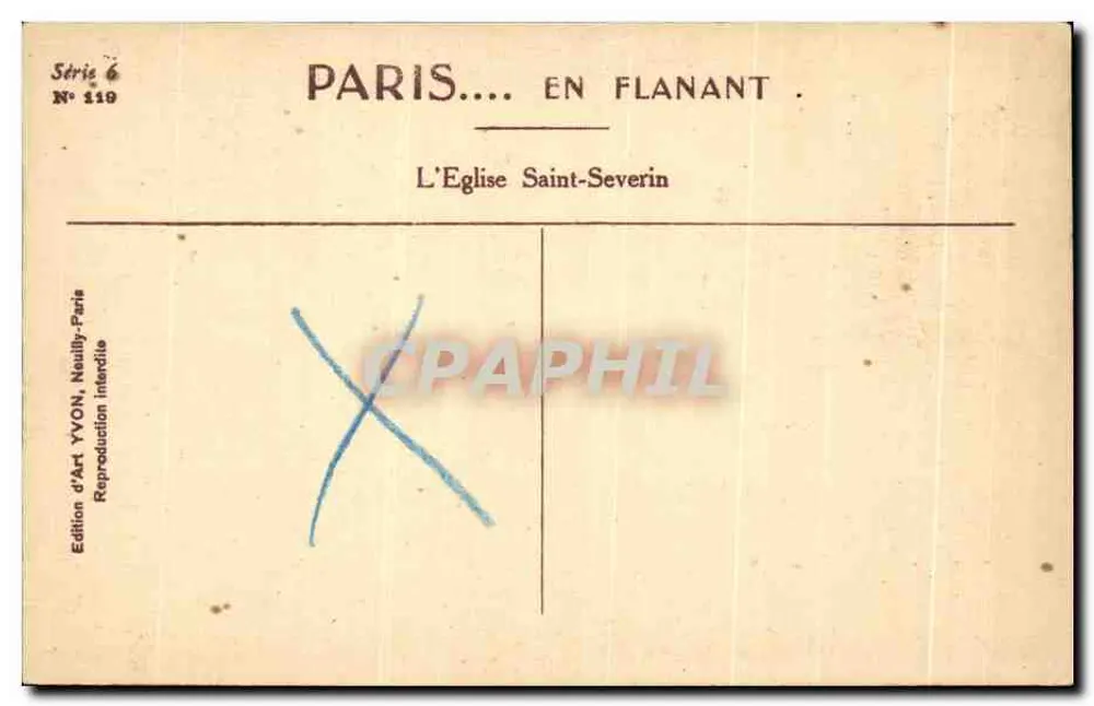 A Igreja de São Séverino — Paris — Edição de Arte YVON, Nauilly-Paris - Verso