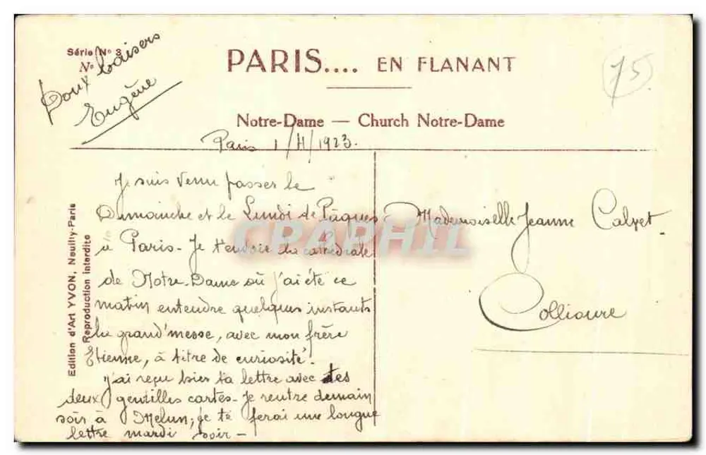 Notre-Dame de Paris — Kirche Notre-Dame — Kunstausgabe YVON, Serie Nr. 3 - Rückseite