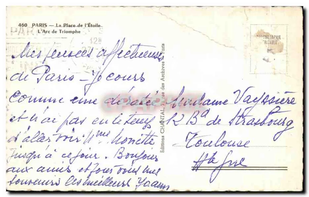 Paris — L'Arc de Triomphe — Éditeur Chantal - Reverso