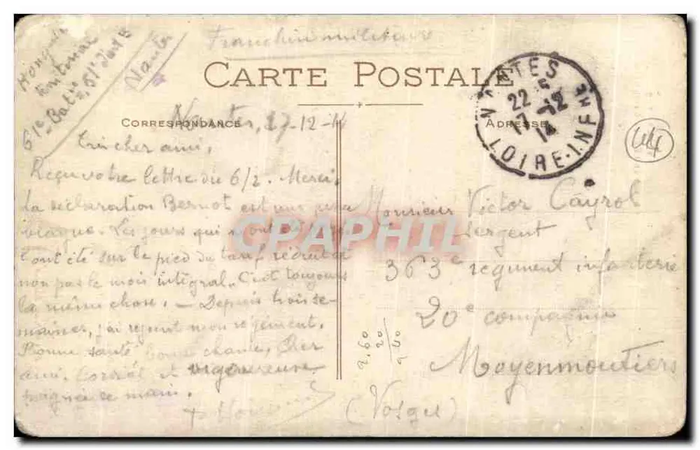 Chefe da Igreja São Etienne — Nantes — Coleção F. Chapeau - Verso