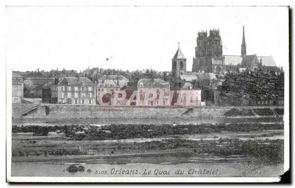Orléans. O Cais do Castelo — vista da catedral — editor C. M. S. n° 3108 - Frente