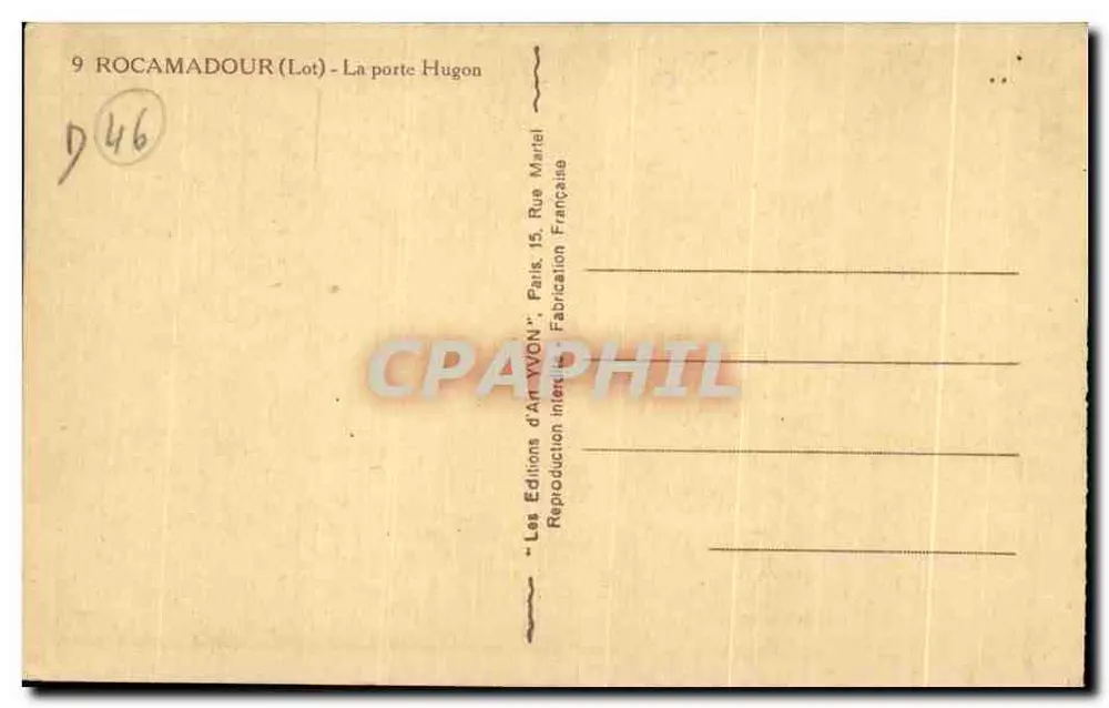 Rocamadour (Lot) — De deur Hugon — Edities van Kunst Hugon - Achterkant