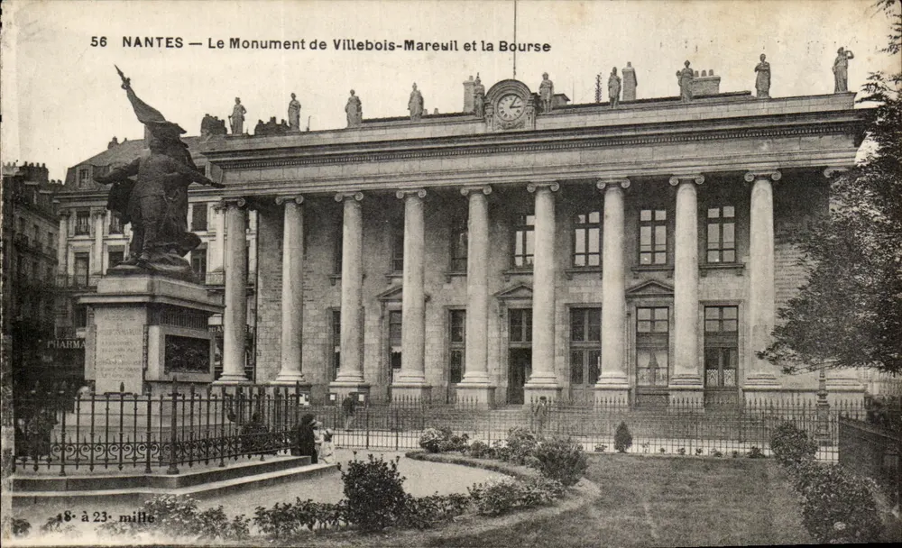 NANTES — Der Denkmal von Villebois-Mareuil und die Bourse — F. Chapeau, Verlag, Nantes - Vorderseite