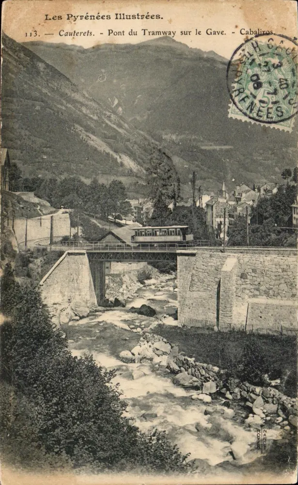 Tramway-Brücke über den Gave - Cabalirios — Les Pyrénées Illustrées, n°113 - Vorderseite