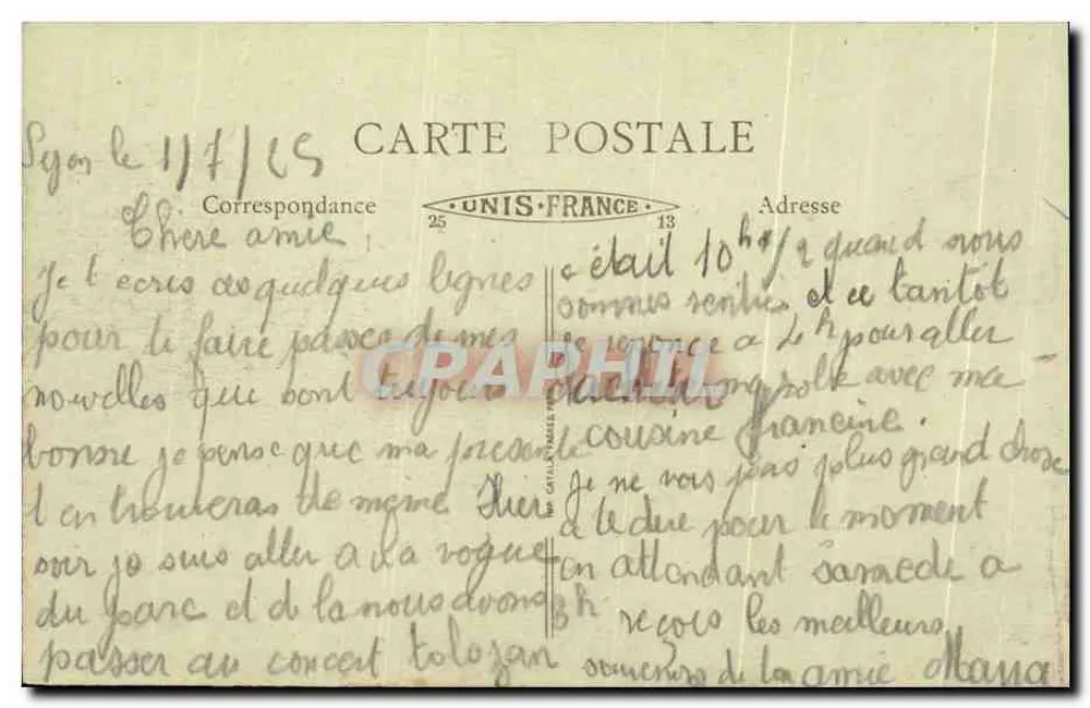 Lyon — Der Wilsonbrücke, eingeweiht am 14. Juli 1918 — E. F. de « Lux » - Rückseite