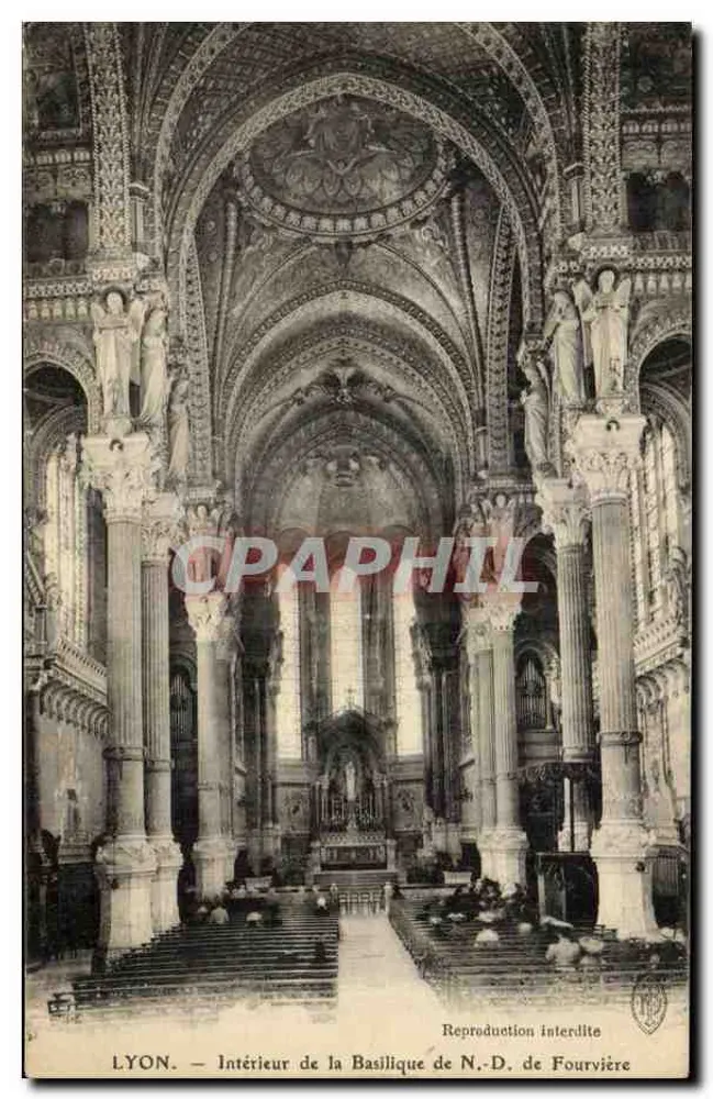 LYON — Interior da Basílica de N.-S. da Fourvière — Reprodução Proibida - Frente
