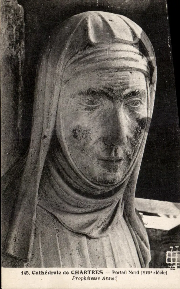 Kathedrale von CHARTRES — Nordportal (13. Jahrhundert) — Prophetin Anne? — Verlag Robert Laulet - Vorderseite