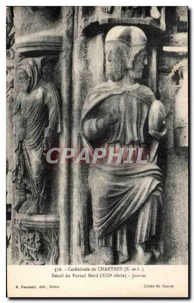 Detail des Nordportals - Kathedrale von Chartres (E.-L.) - 13. Jahrhundert - Vorderseite