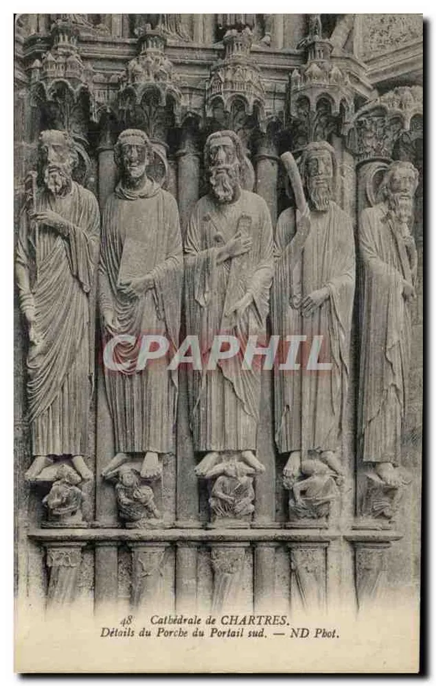 Kathedrale von Chartres — Details des Südportals — ND Phot. - Vorderseite