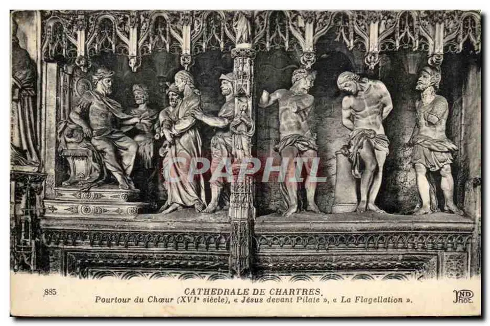 Kathedrale von Chartres — Fortsetzung des Chors (16. Jahrhundert), « Jesus vor Pilatus », « Die Flagellation » — NDHOT - Vorderseite