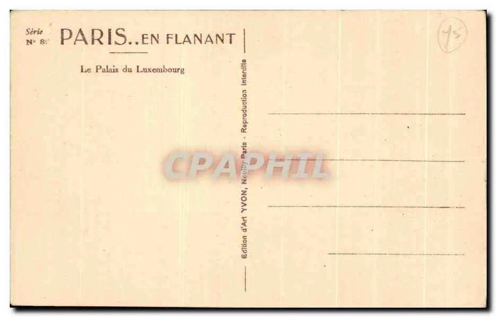 Das Palais du Luxembourg — Paris — Art Edition YVON - Rückseite