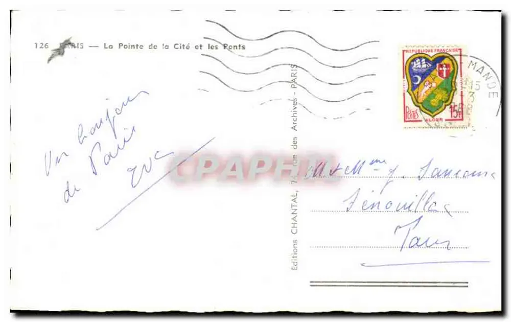 Paris — A Ponta da Cidade e os Pontes — Edições Chantal, n°126 - Verso