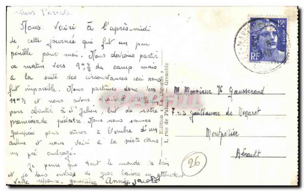 Ponte em Royans — Vista da ponte sobre o cânion — Cigé, n°1022 - Verso