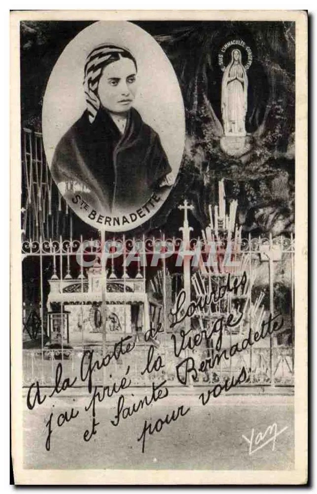 La Grotte de Lourdes — Sainte Bernadette et la Vierge — Édition photo Quinault - Lourdes - Frente