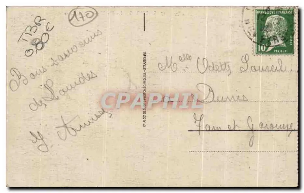 Lourdes - A Basílica e o Gave — Editora: Cie N. 37 das Artes Fotomecânicas, Strasbourg - Verso
