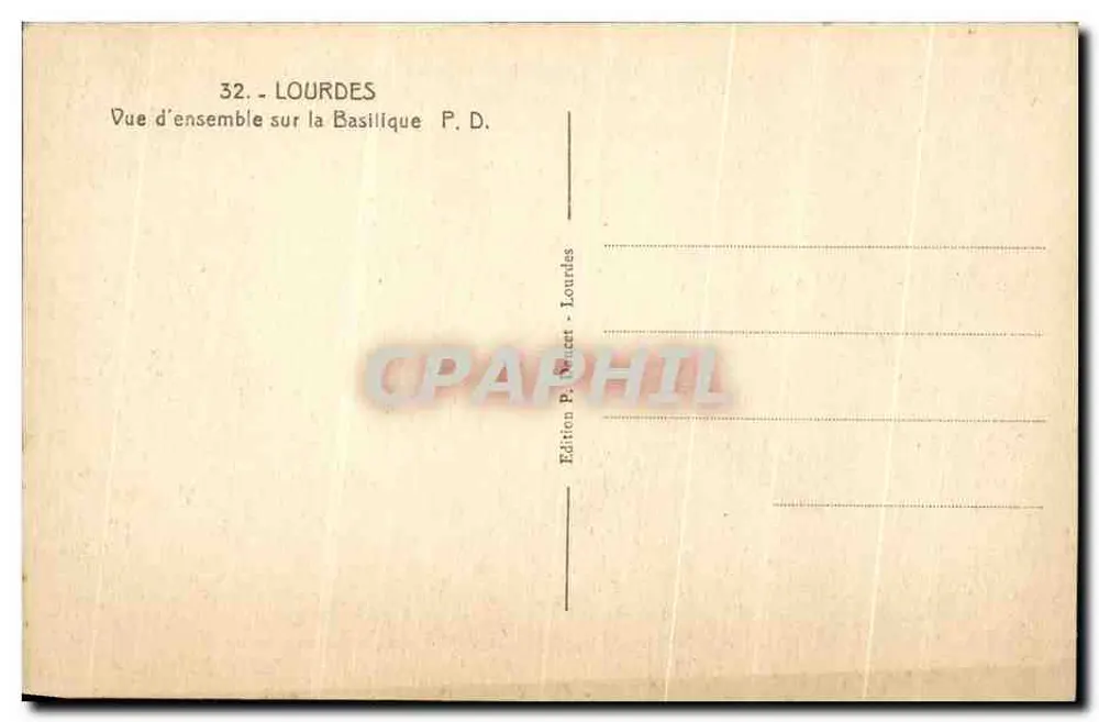 Lourdes — Vista geral da Basílica — Edição P. Ducet, Lourdes - Verso