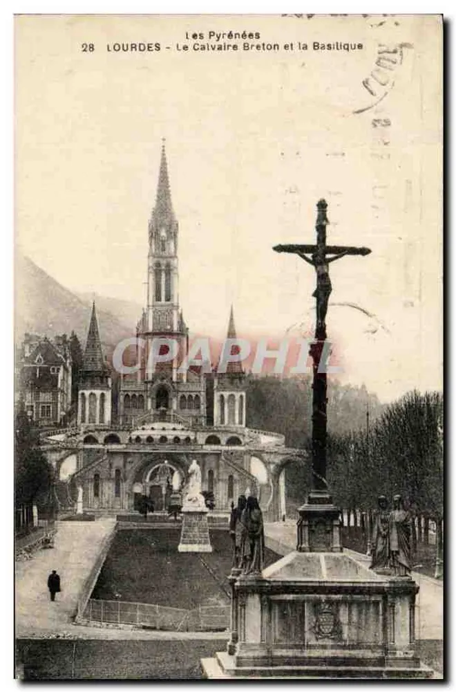 Lourdes - Der Bretonische Calvary und die Basilika — Les Pyrénées, n°28 - Vorderseite