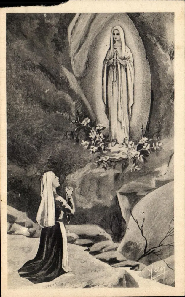 Lourdes — Erscheinung der Allheiligen Jungfrau Maria bei Bernadette Soubirous im Jahr 1858 — Edition Photo Quinault, Lourdes - Vorderseite