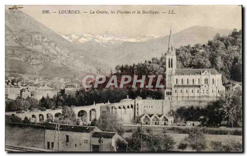 Lourdes — Die Höhle, die Becken und die Basilika — LL. — Nr. 196 - Vorderseite