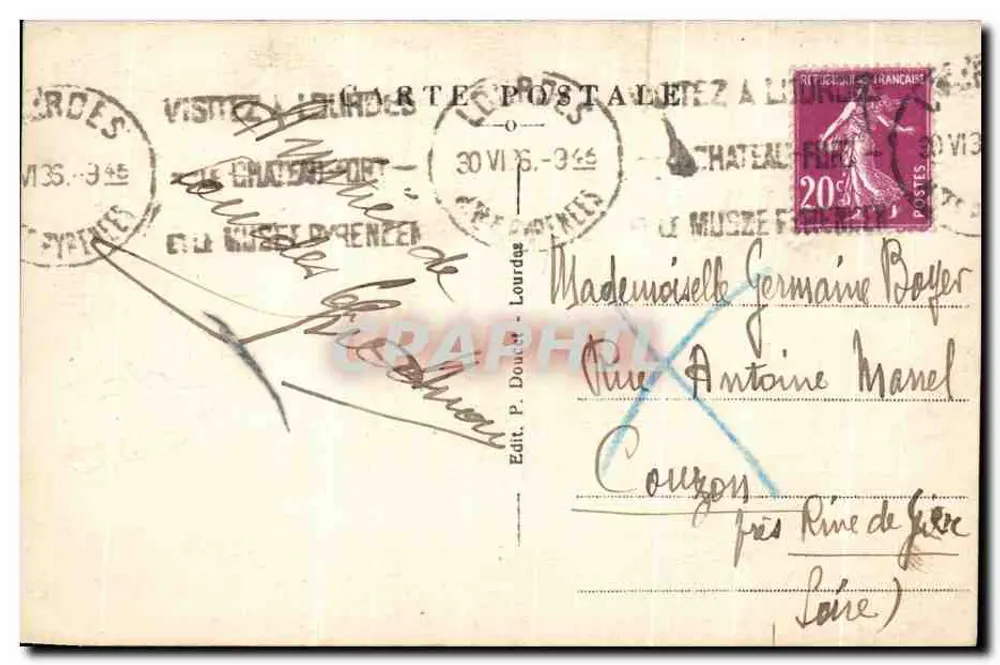 Lourdes - Eingang zum Rosenkranz - Segnung des T.S. Sakraments - P.D. - Rückseite