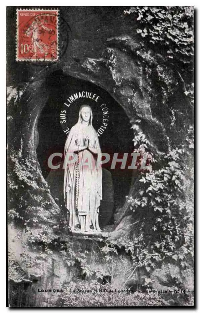 Die Statue der Jungfrau von Lourdes in der Höhle — katholische verbundene Ausgabe, Nr. 14 - Vorderseite