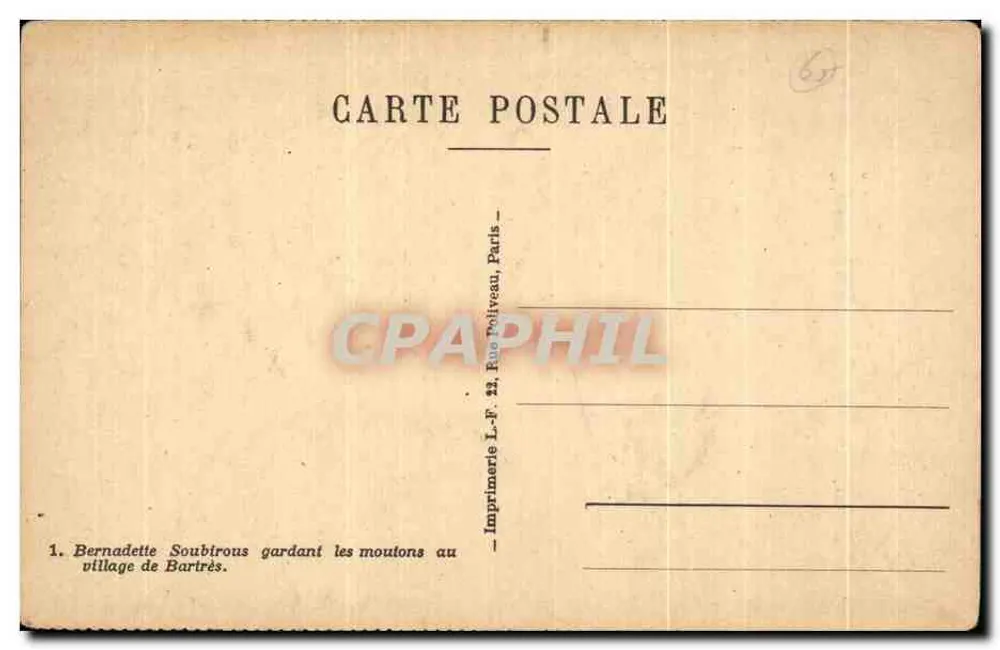 Museu Bernadette - Lourdes — cena pastoril com Bernadette Soubrirous - Verso