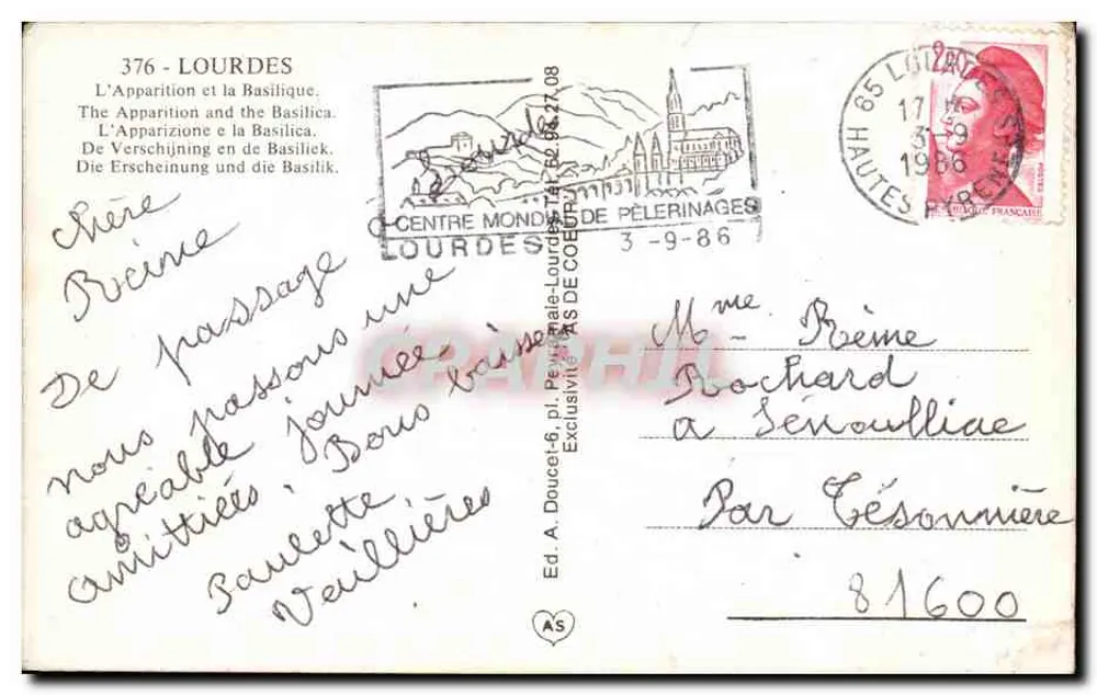 Lourdes — Aparição e Basílica — Ed. Iris n°376 - Verso