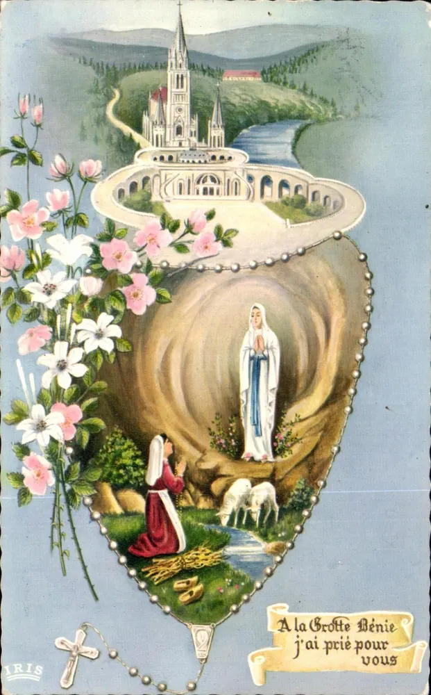 Jaskinia Święta — Lourdes — Wyd. IRIS, nr 377 - Awers