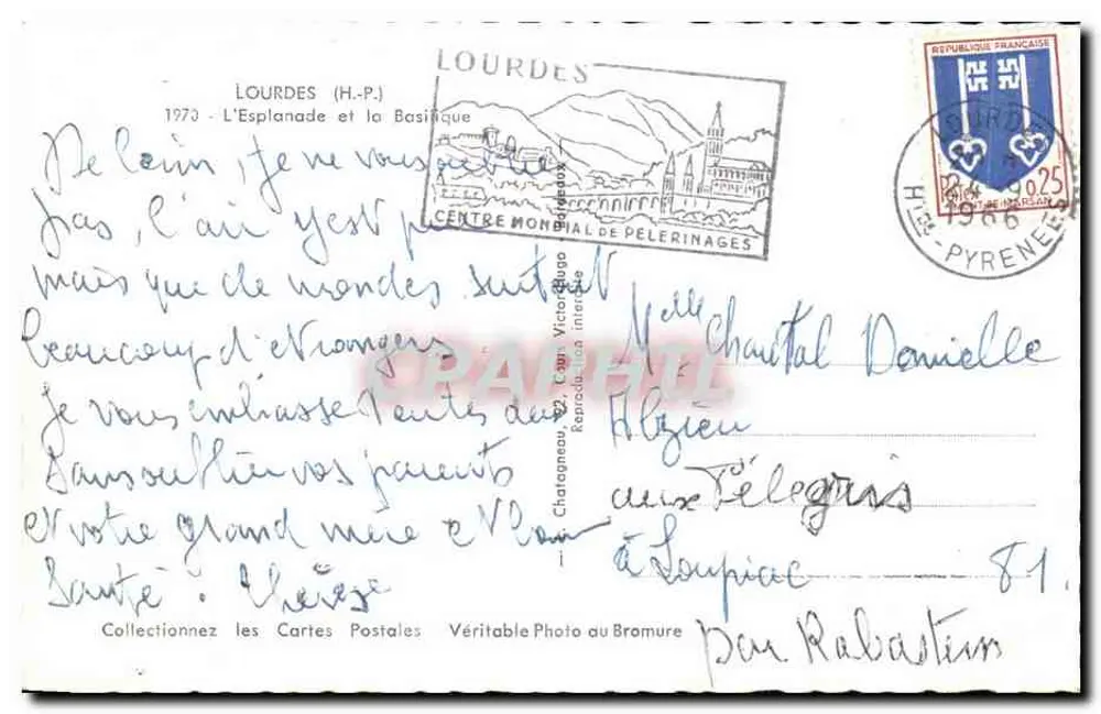 Lourdes (H.P.) — A Esplanada e a Basílica — Editor Elcie - Verso
