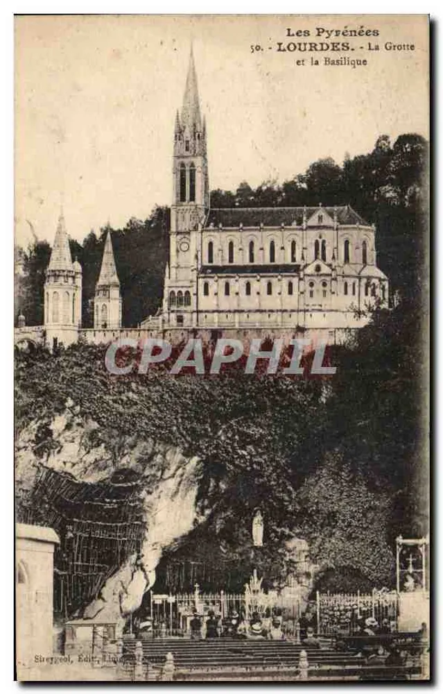 Lourdes — Die Grotte und die Basilika — Die Pyrenäen, n°50, Shreyeol Edit. - Vorderseite