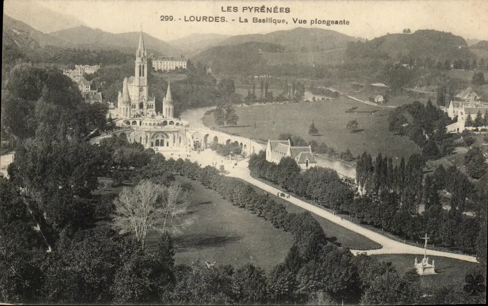 Lourdes - Die Basilika, Vogelperspektive — Die Pyrenäen, Nr. 299 - Vorderseite