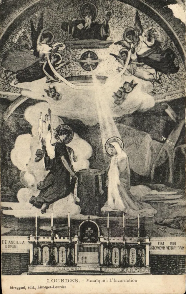 Lourdes — Mosaïque : L'Incarnation — Sireygaol, édit., Limoges-Lourdes - Frente