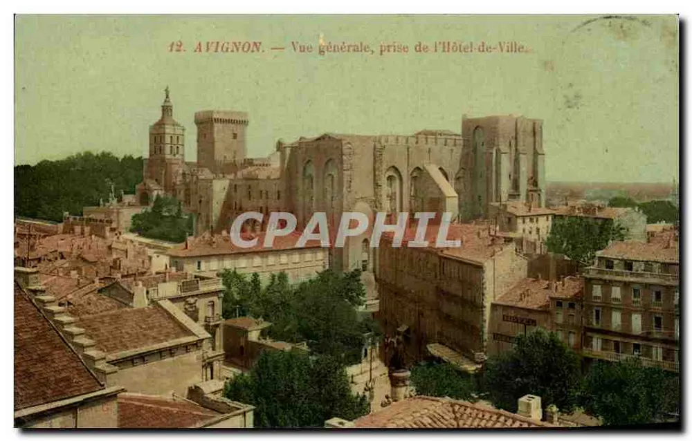 Avignon — Allgemeiner Blick, aus dem Rathaus genommen — unbekannter Verlag, Seriennummer 12 - Vorderseite