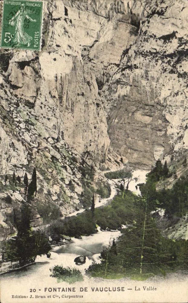 Fontaine de Vaucluse — A Vale — Edição J. Brun et Cie, Carpentras - Frente