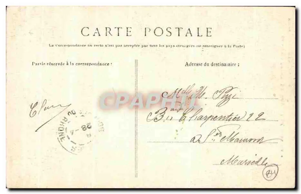 Fontaine de Vaucluse — A Vale — Edição J. Brun et Cie, Carpentras - Verso